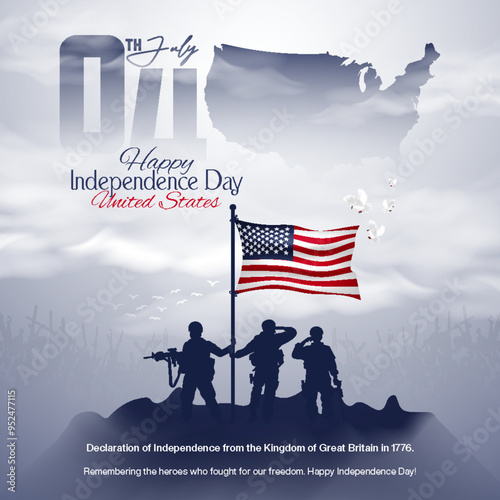 United States Independence Day celebration greeting card design for social media post