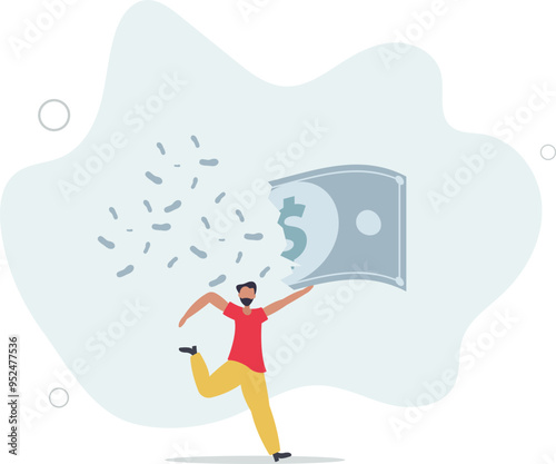 Lose money investment in financial crisis, profit and loss in business or deflation and inflation concept.flat design with people.