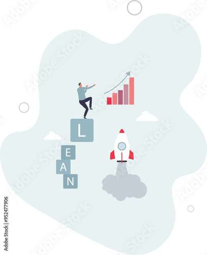 Lean startup using agile methodology to manage company for fast deliver or launch product.flat design with people.