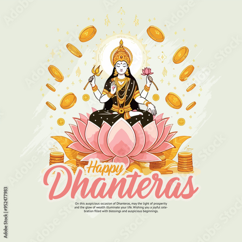 Happy Dhanteras and Dhanatrayodashi with Diwali celebration Social Media Post Template Banner photo