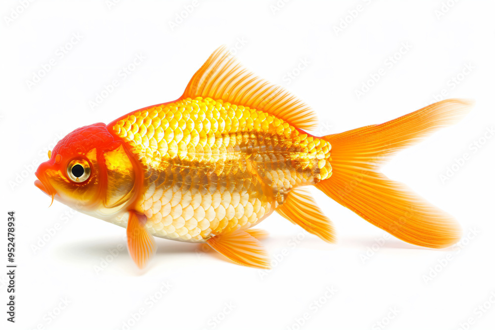 a goldfish with a white background a goldfish with a white background