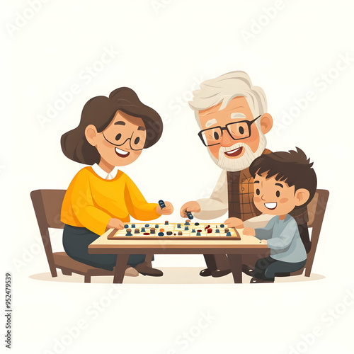 Glossy Background with Grandparents and Grandchildren at a Park concept as A glossy background image capturing the silhouettes of grandparents and grandchildren enjoying a day at the park. The scene i