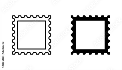 Postage stamps linear icon set. Collecting rare postmarks hobby, vector illustration on white background