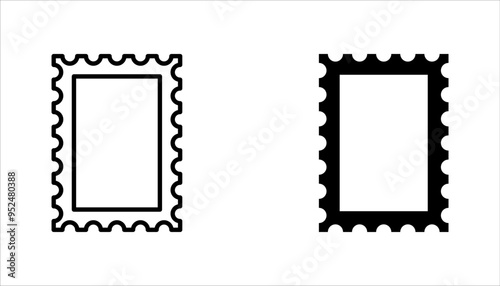 Postage stamps linear icon set. Collecting rare postmarks hobby, vector illustration on white background