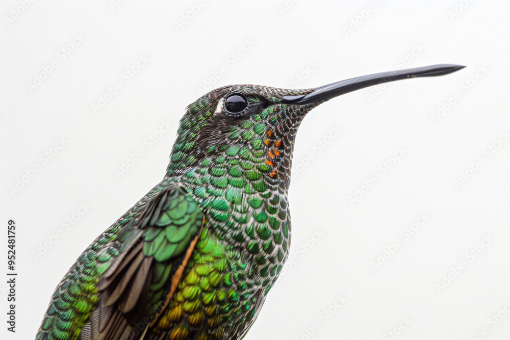 Fototapeta premium a green and black bird with a long beak