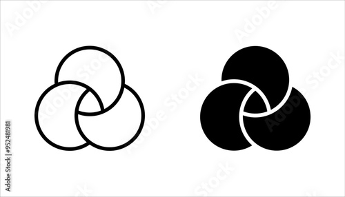Venn diagram icon set. Venn diagram linear symbol design from Analytics collection. vector illustration on white background.