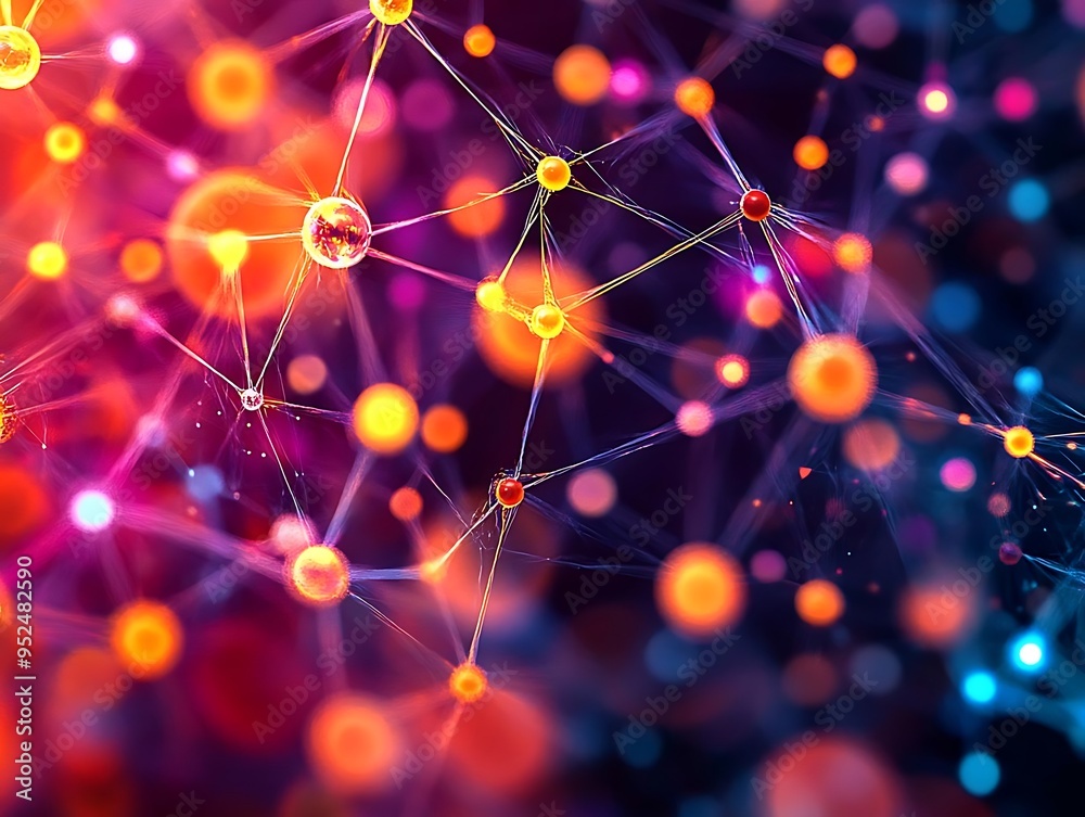 Abstract Network Background with Glowing Spheres Abstract Network Background with Glowing Spheres