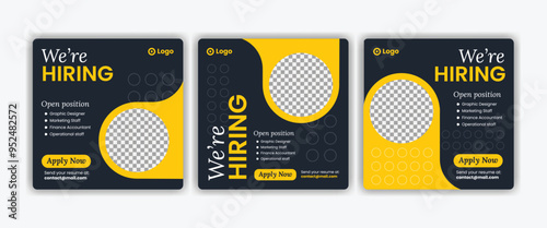square hiring poster, we re hiring job vacancy social media post design template collection