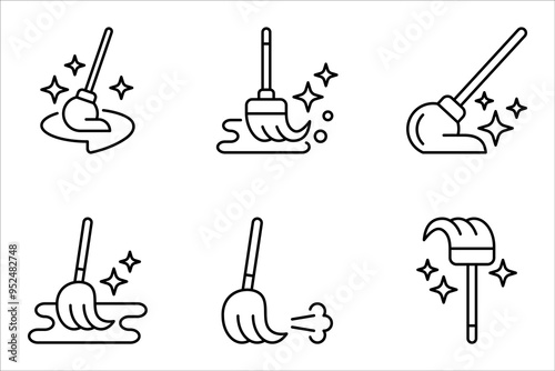 mop icon set. Floor mop icons. Cleaning symbol vector illustration on white background