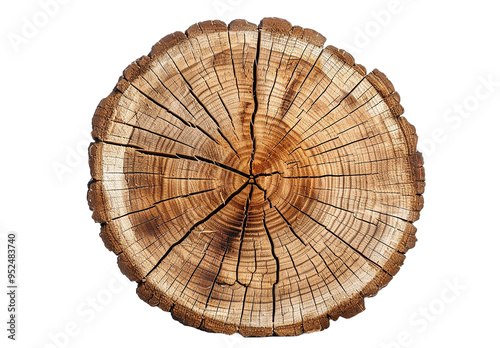 cross section of tree stump on transparent background