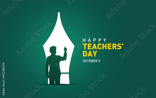 Happy Teacher's day concept vector illustration background. Creative teacher's day vector education concept.