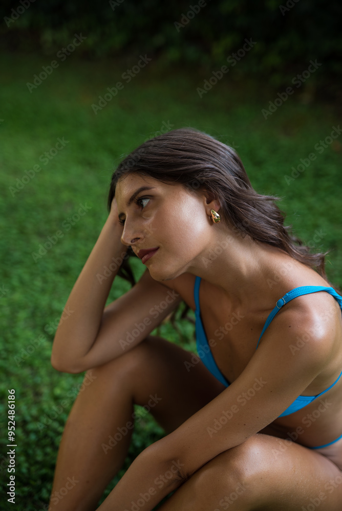 hot brunette with blue bikini at pool hot brunette with blue bikini at pool