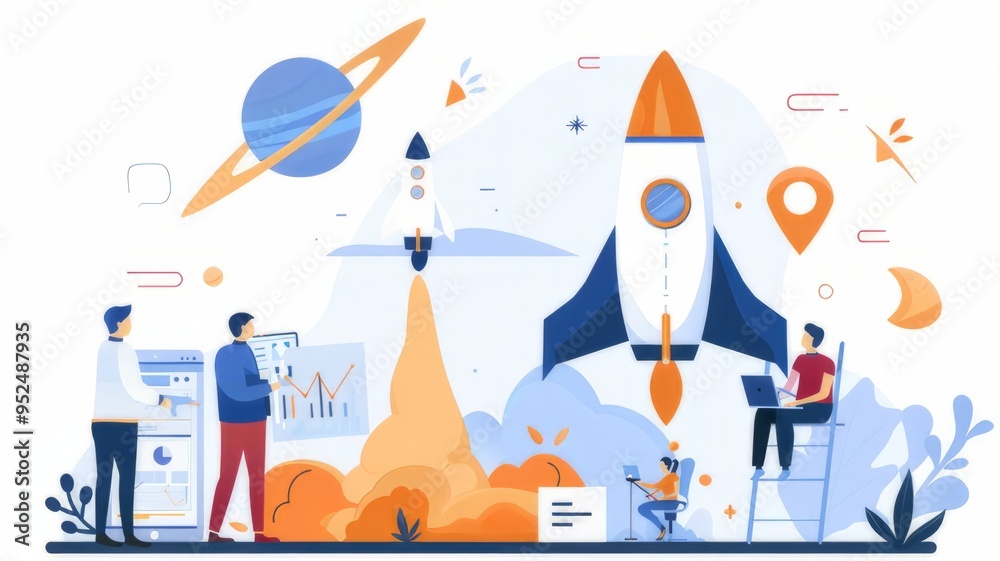start up concept with space rocket start up concept with space rocket