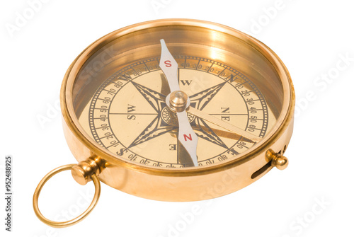 Obraz na płótnie Golden old compass in PNG isolated on transparent background w salonie