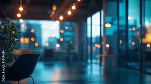 Wallpaper Mural A modern office space with soft lighting, plants, and a cozy atmosphere. Torontodigital.ca