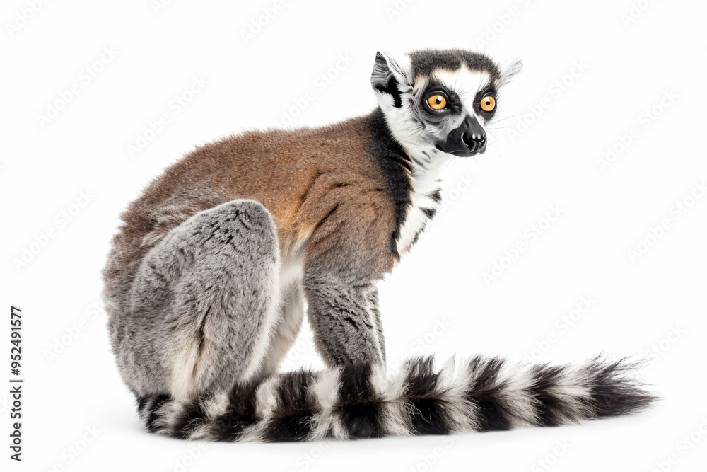 a lemur sitting on a white surface with a white background a lemur sitting on a white surface with a white background