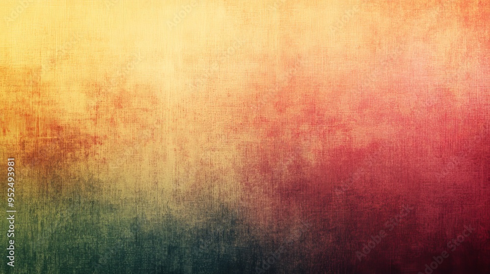 Obraz premium A textured gradient background featuring warm colors transitioning from yellow to red and green, suitable for design projects.