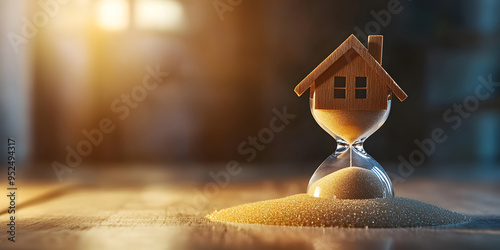 hourglass on a glass table, a symbol of time mortgage
