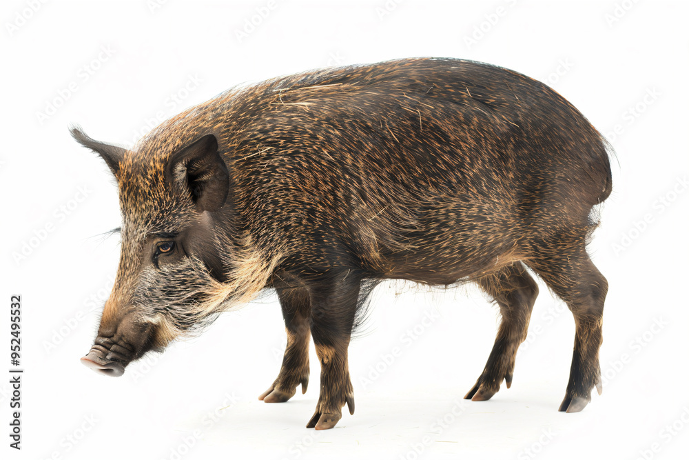 a wild boar standing in the snow a wild boar standing in the snow
