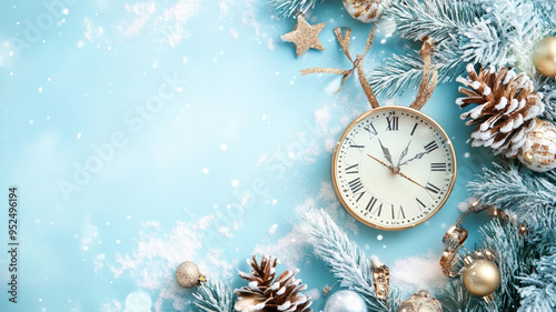 christmas background with clock