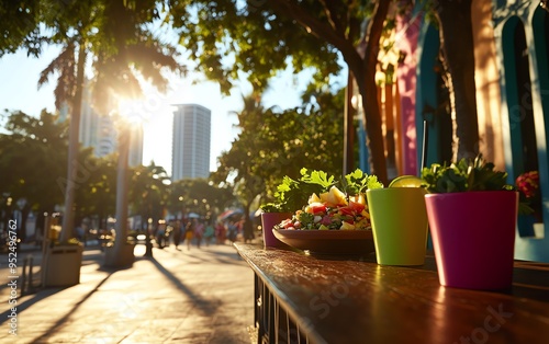 A vibrant street market in Miami photo