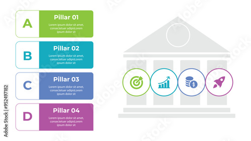 Process diagram vector with step-by-step infographic icons.