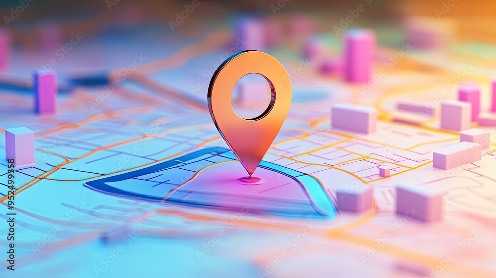 A clean, modern interface design featuring a brightly colored map with a prominent location pin, highlighting ease of navigation and user experience. - A clean, modern interface design featuring a brightly colored map with a prominent location pin, highlighting ease of navigation and user experience. -