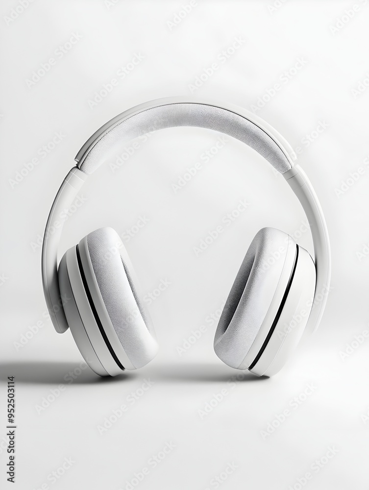 Sleek and Sophisticated Noise Cancelling Over Ear Headphones in Minimalist White Setting Sleek and Sophisticated Noise Cancelling Over Ear Headphones in Minimalist White Setting