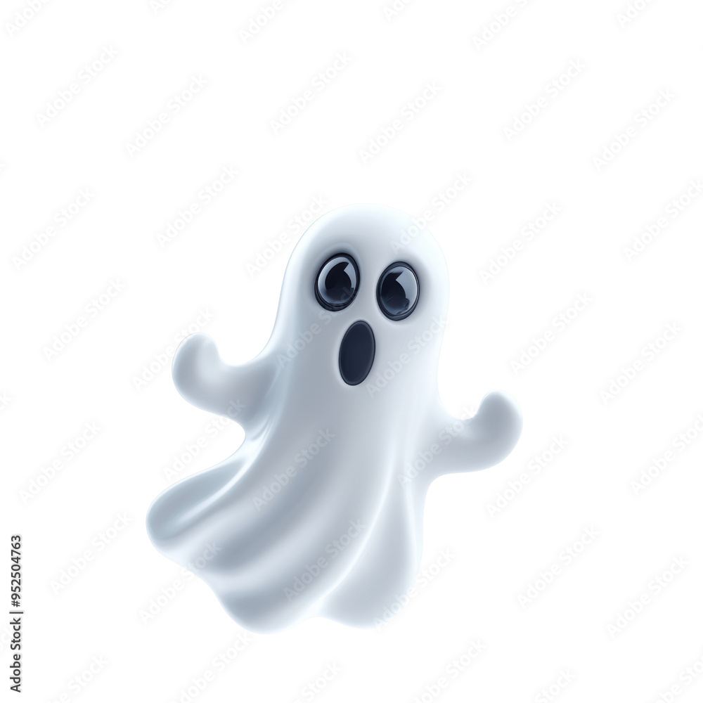 A cute cartoon ghost with a surprised expression and wide eyes, perfect for playful and lighthearted Halloween themes or decorations. A cute cartoon ghost with a surprised expression and wide eyes, perfect for playful and lighthearted Halloween themes or decorations.