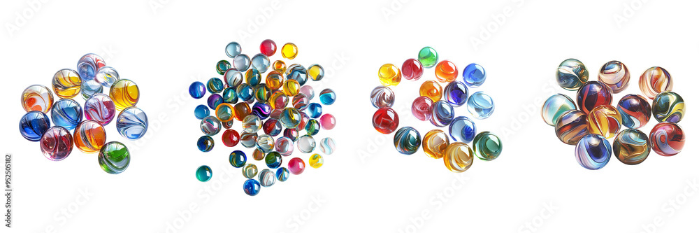 Cluster of Colorful Glass Marbles  isolated on transparent png background