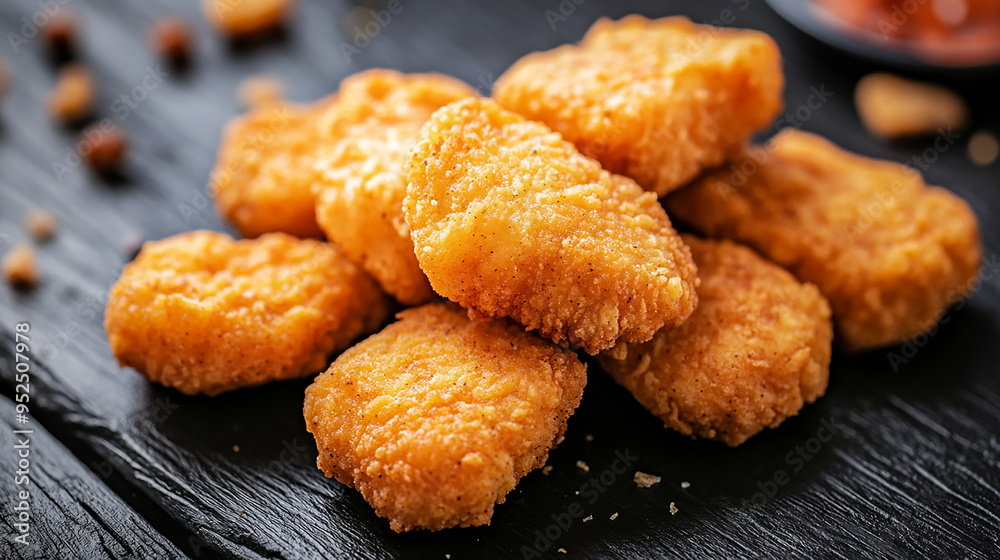 Close-Up of Five Chicken Nuggets Isolated Close-Up of Five Chicken Nuggets Isolated