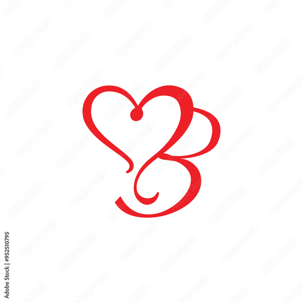 Logo Heart Letter B. Beautiful vector love logo design Logo Heart Letter B. Beautiful vector love logo design