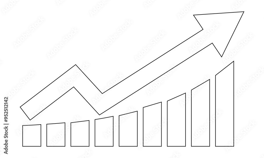 Growth arrow. Business growth success chart with stock arrow. Carved silhouette flat icon simple vector design on white background. Vector illustration. eps 10 Growth arrow. Business growth success chart with stock arrow. Carved silhouette flat icon simple vector design on white background. Vector illustration. eps 10