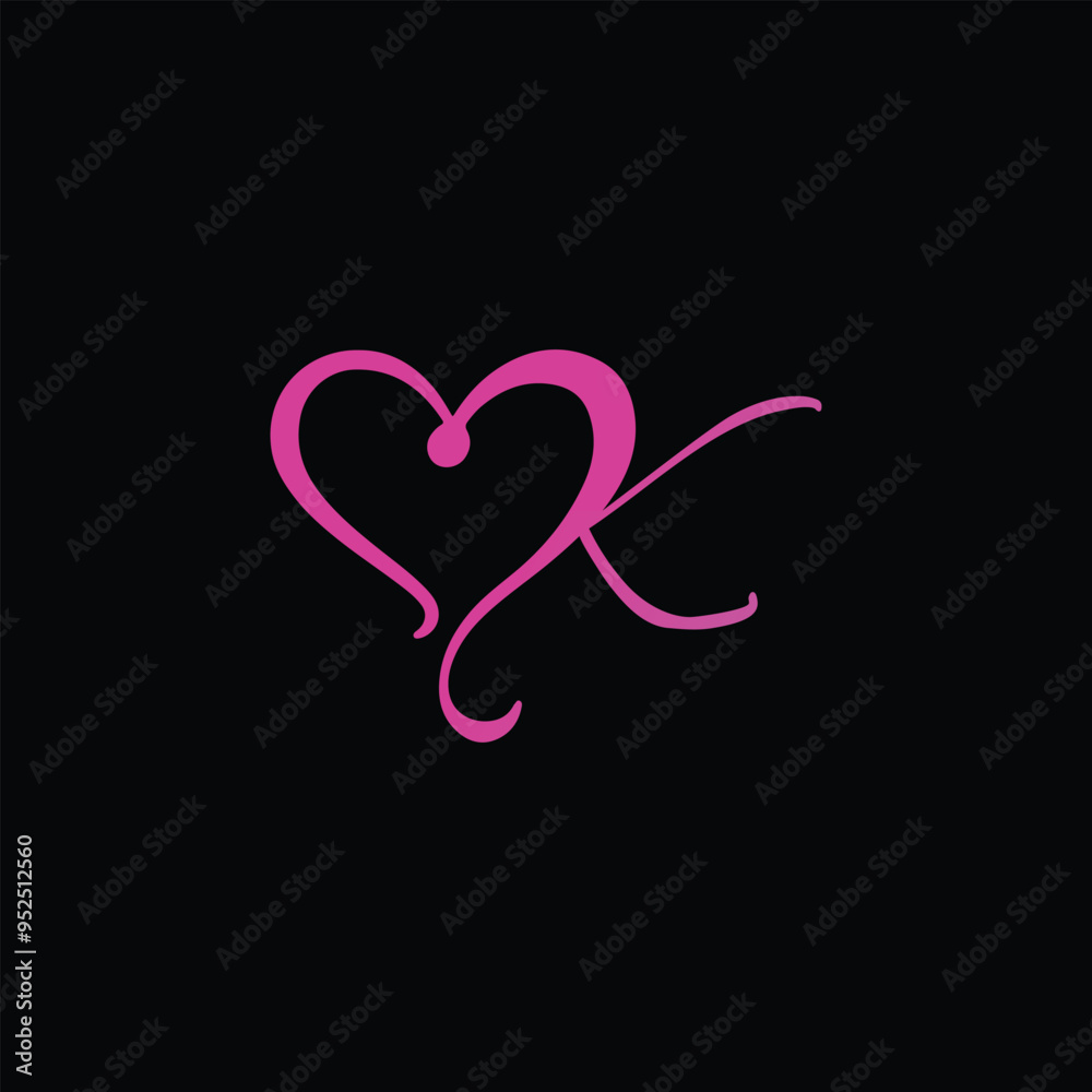 Letter K and Love Logo Template Design Vector, Letter K and Love Logo Template Design Vector,