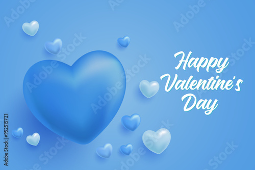 happy valentines day vector template illustration with heart love 3d icon