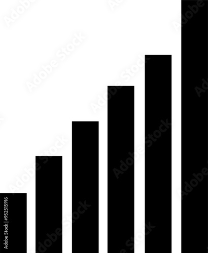 Free Download Black and white icon of signal strength bars representing connectivity levels, ideal for tech and communication themes - GFXLoad