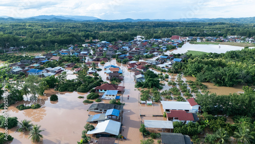 Cuadro en lienzo defaultThe aerial photograph shows the severe flooding in Nan Province on August 22, 2024