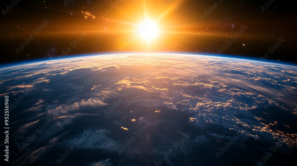 Fototapeta premium Captivating View of Earth from the International Space Station Showing Detailed Surface and Glowing Atmosphere in Vast Space