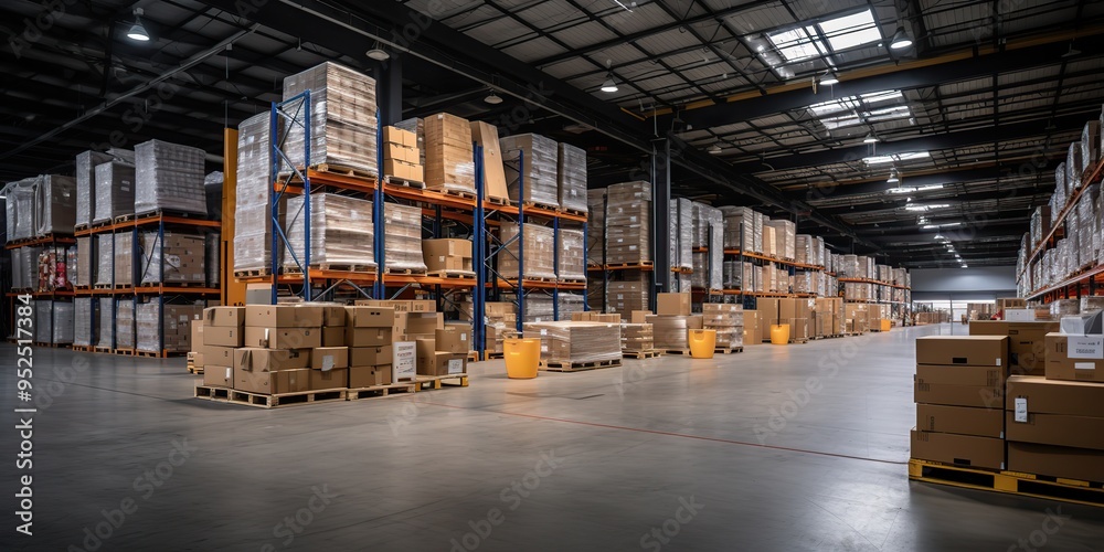 Logistics and warehousing center storage shipping dock factory shipping building depot background view