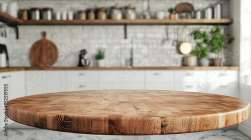 Wooden Tabletop in a Modern Kitchen