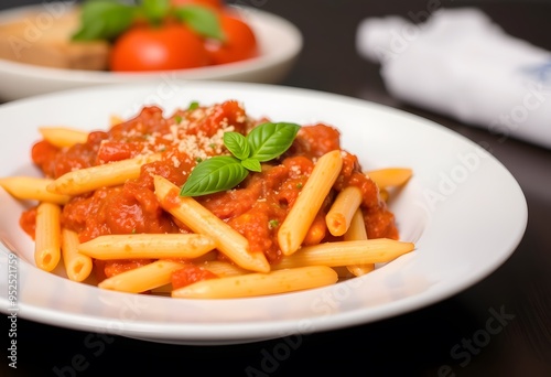 Italian style pasta with tomato sauce
 photo