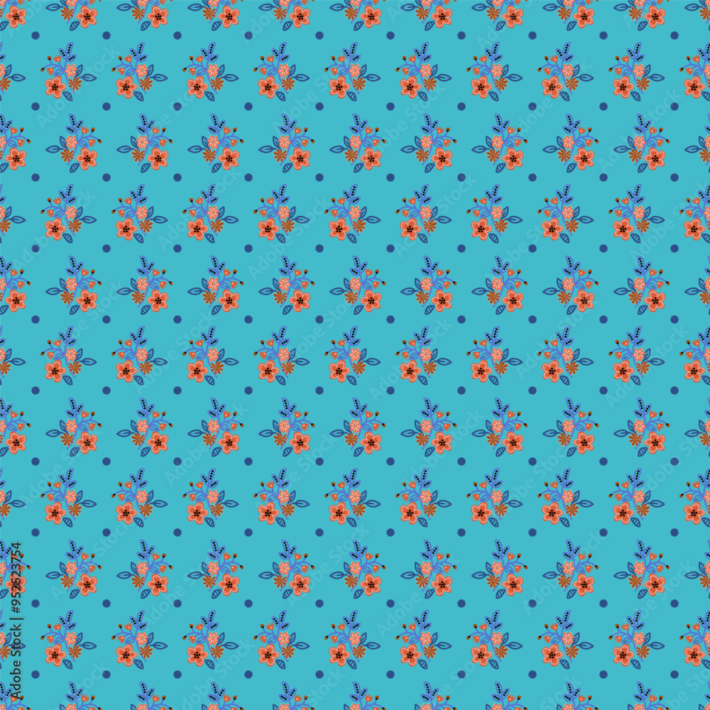 Blossom Flowers and Dots. Summer Floral Print Blossom Flowers and Dots. Summer Floral Print