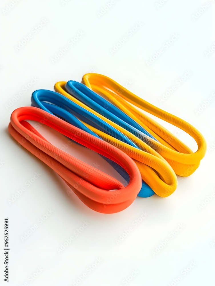 Close Up Resistance Bands on Pristine White Background Close Up Resistance Bands on Pristine White Background