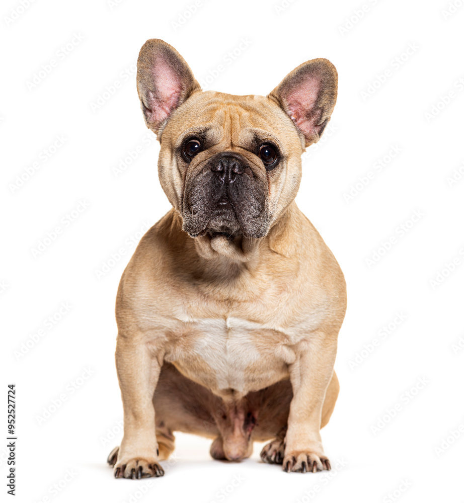 French Bulldog sitting and looking at the camera, isolated on white French Bulldog sitting and looking at the camera, isolated on white