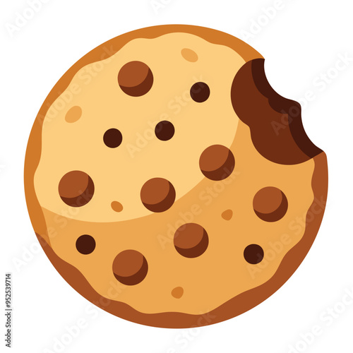 Delicious Cookie with chocolate chips Vector Illustration