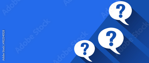 Abstract background with question marks in speech bubbles, copy space