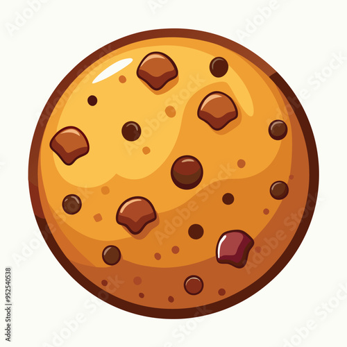 Delicious Cookie with chocolate chips Vector Illustration