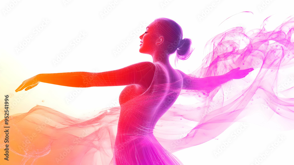 3D Glowing Abstract Plus Size Model in Dance Pose concept as A dynamic glowing abstract digital art banner capturing a plus size model in an expressive dance pose. The design features flowing glowing 3D Glowing Abstract Plus Size Model in Dance Pose concept as A dynamic glowing abstract digital art banner capturing a plus size model in an expressive dance pose. The design features flowing glowing