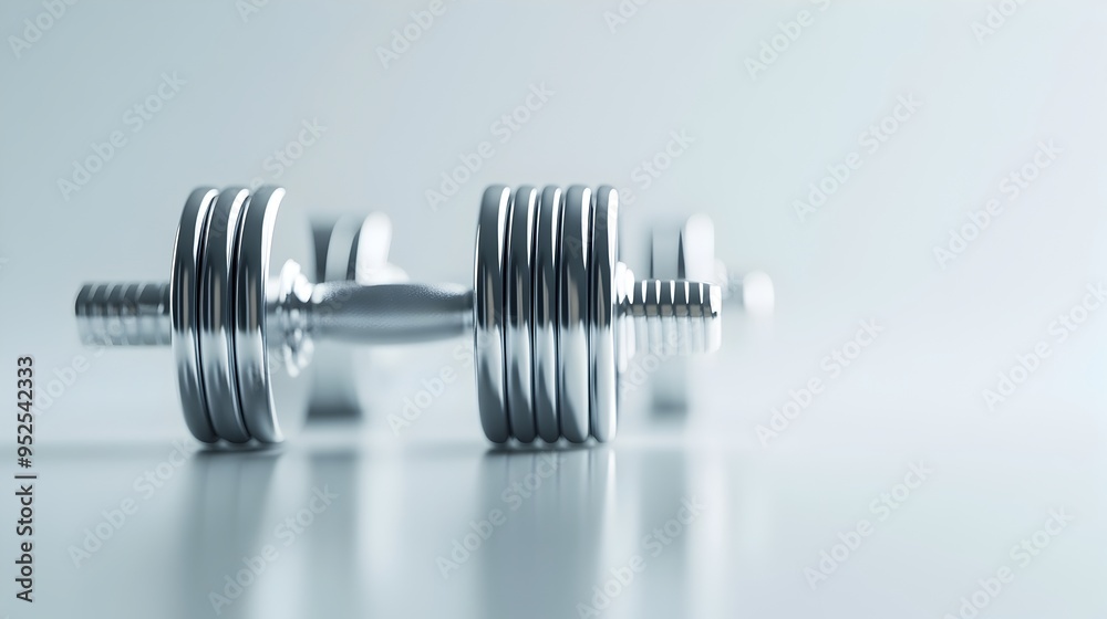 Metallic Dumbbells on Clean White Background for Fitness and Strength Training Concept Metallic Dumbbells on Clean White Background for Fitness and Strength Training Concept