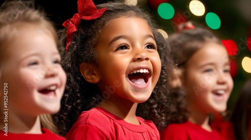 Happy Children Singing Christmas Carols